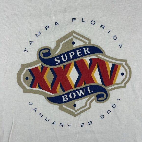 Vintage Super Bowl XXXV Graphic Shirt Men’s XL White Florida NFL Football 2001 - Picture 7 of 10